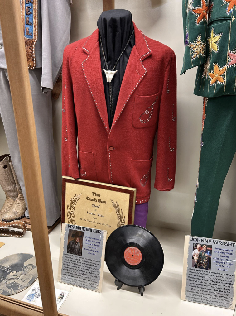 Museum display featuring Frankie Miller memorabilia